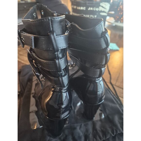 Burju Black Patent Leather Dance Ankle Boots US 11/EUR 44 - Picture 4 of 7